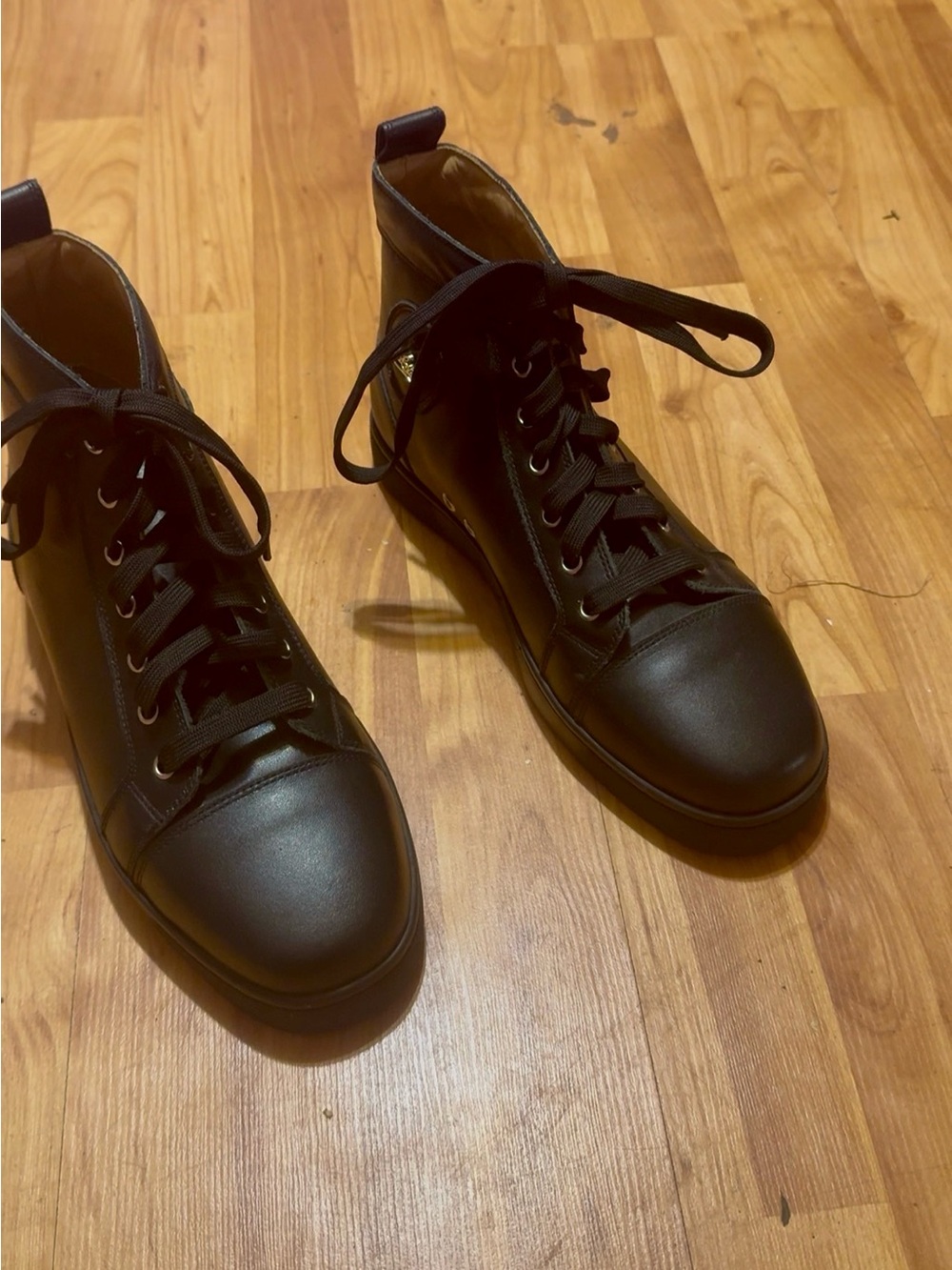 Christian Louboutin Men's Black Leather High-Top Lace Boots